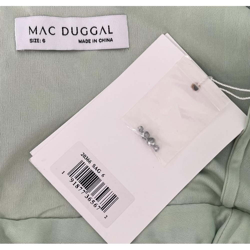Mac Duggal 20366‎ Sage Wrap Bodice A-Line Tea Length Dress Size 6 $798 - Picture 8 of 8